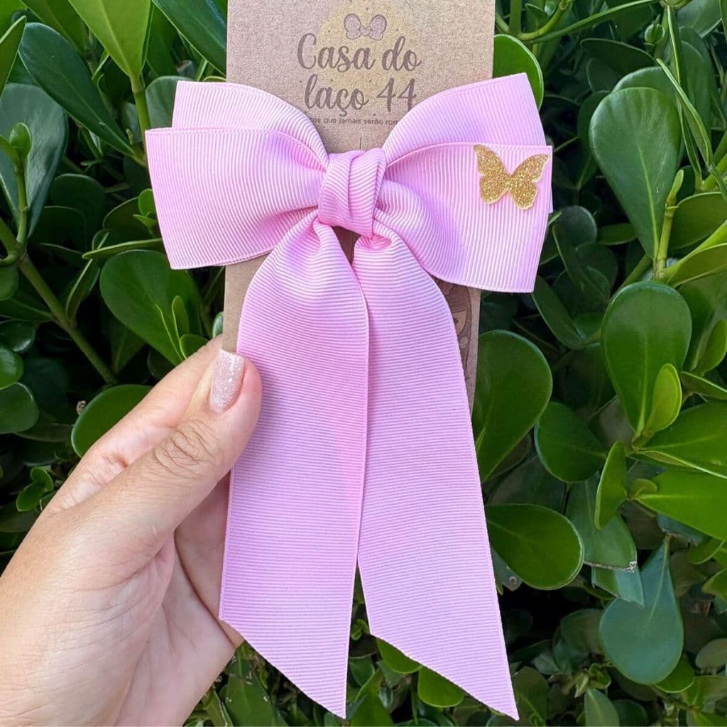 Laços de Cabelo Infantil Rosa Luxo Feminino