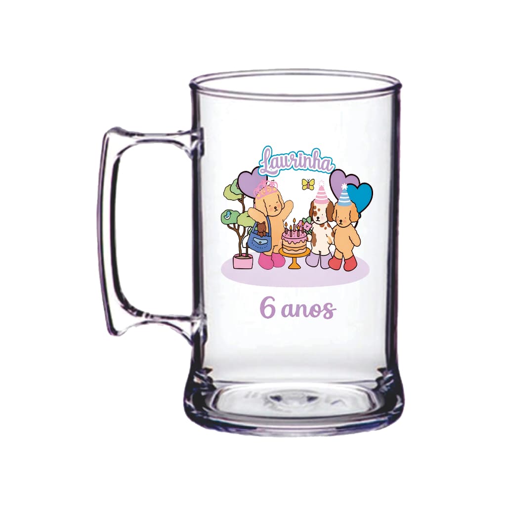 Caneca Acrílico Tema Aniversário Infantil 300ml ou 430ml Personalizada