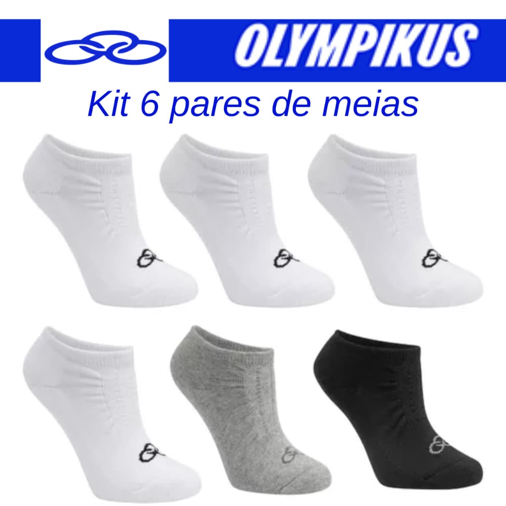 Kit 6 Pares Meia Olympikus Invisível Algodão Macio Original Confortavel Original Corre Academia Cros