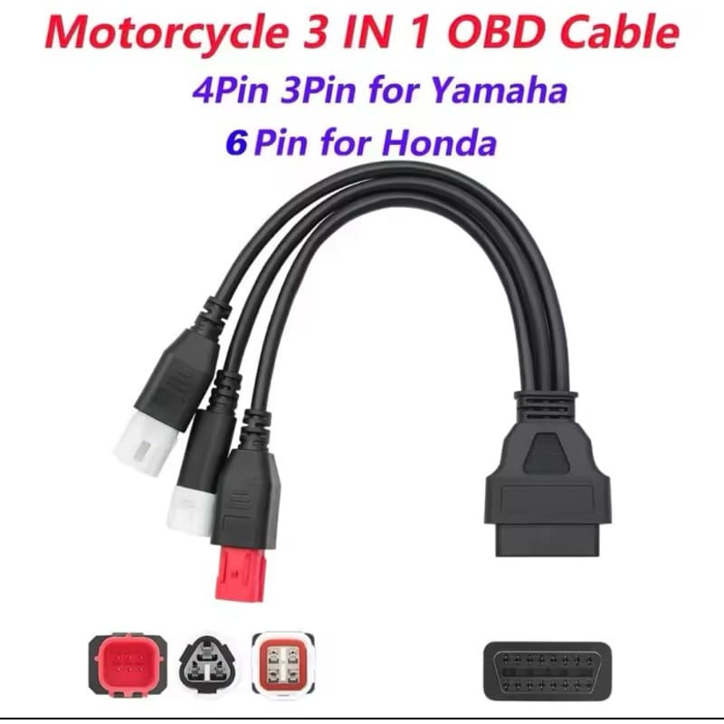 scanner cabo Conector OBD2 para Motocicletas Yamaha e Honda - Compatível, Instalação Fácil, Diagnóstico Eficiente