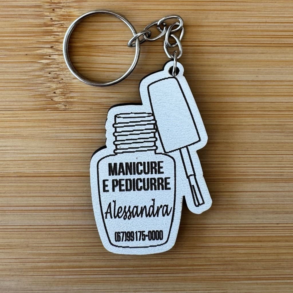 Kit Chaveiros Manicure Personalizados MDF Esmalte Salão Beleza Divulgação Profissional Personalizado MDF