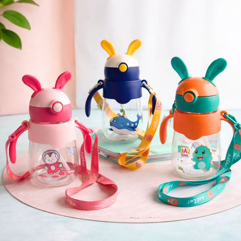 Kit 1/2 Garrafas De Água Para Criança Infantil Com alça 500ml Com Desenhos