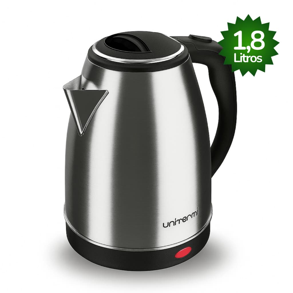 Chaleira Elétrica Unitermi Inox 1,8L 1200W Base Giratória Desligamento Automático Café 127v