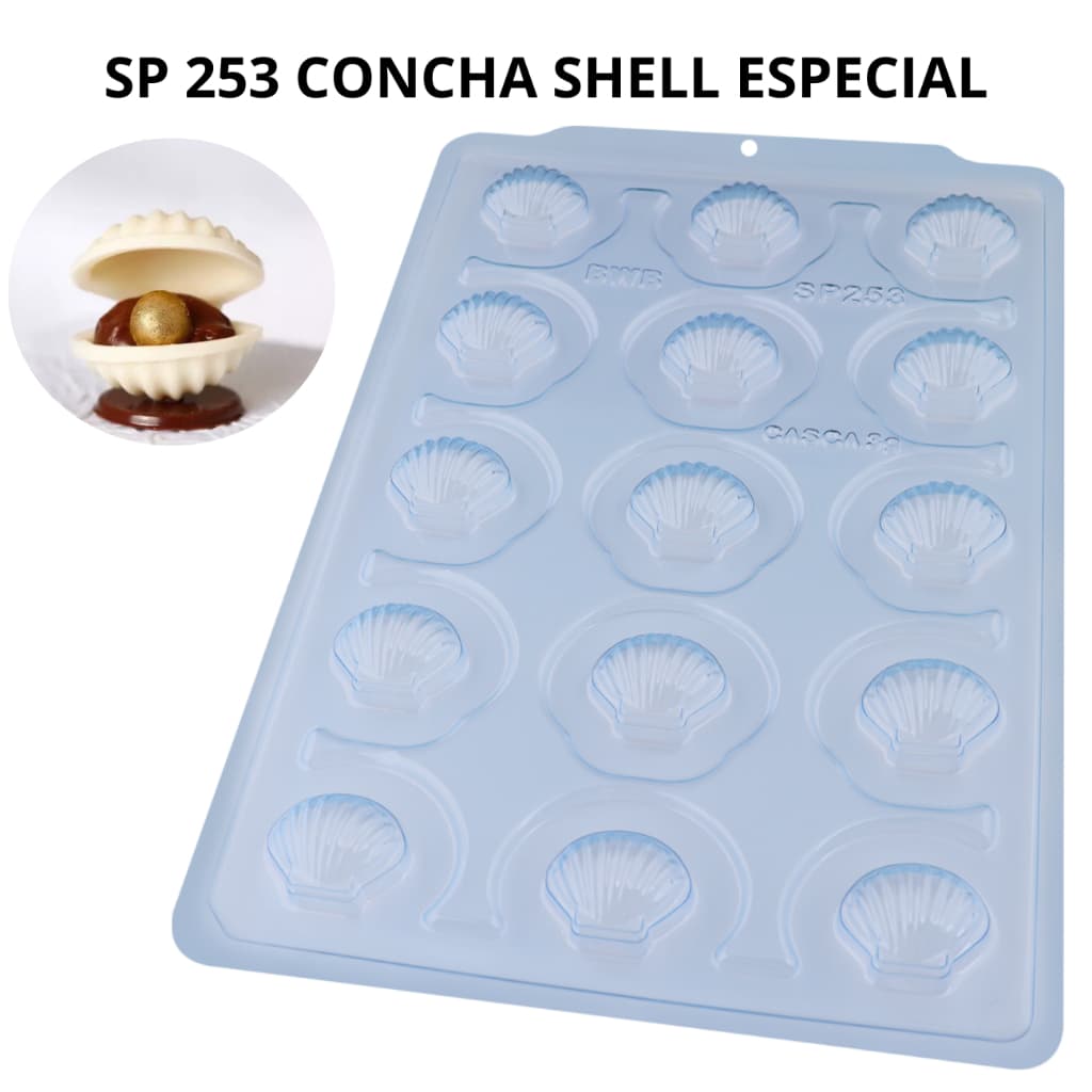 Forma SP253 Concha Shell 10g BWB 🍫 3 Partes c/ Silicone • 15 Cavidades • Linha Premium