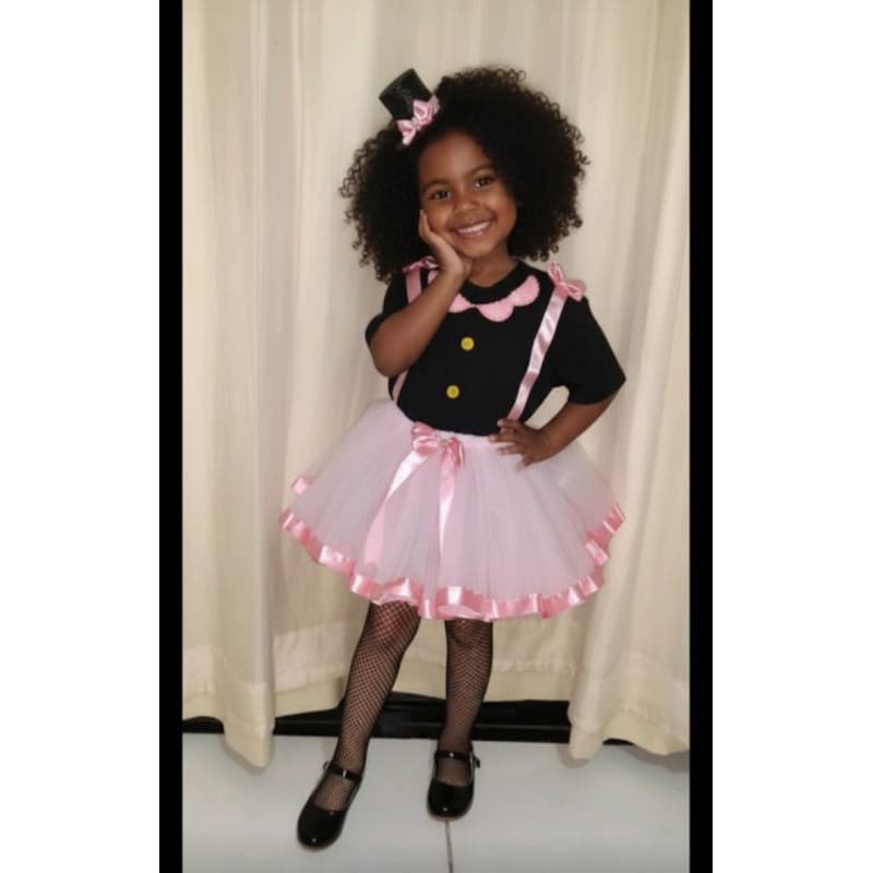 Fantasia Mundo Bita Adulto e Infantil 6,8,10 e 12 anos Conjunto Completo Camista Saia De Tutu e Cartola