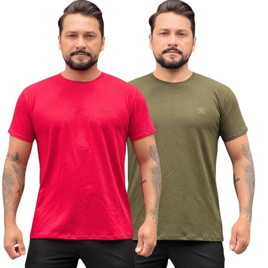 Kit 2 Camiseta Masculina Básica Algodão Peruano Premium -original plemor