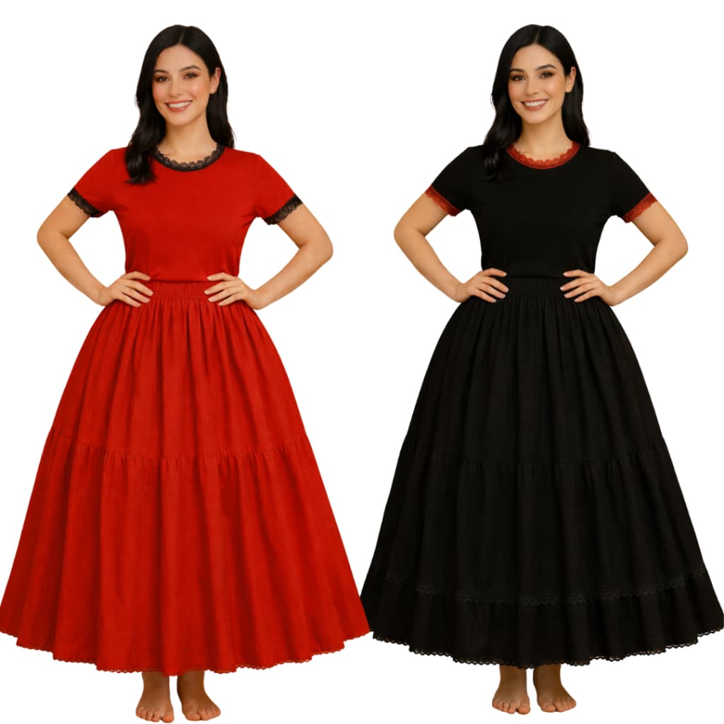 Camisú Feminino Umbanda e Candomblé Exu e Pomba Gira Oxford Preto ou Vermelho Com Renda Premium Luxo