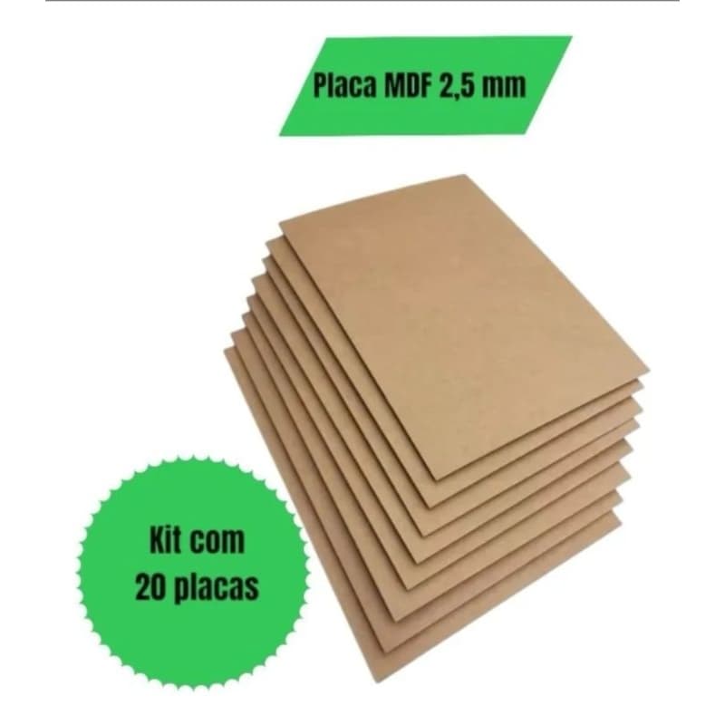 Palca MDF cru 20x20 kit 20 unid Artesanato Quadros