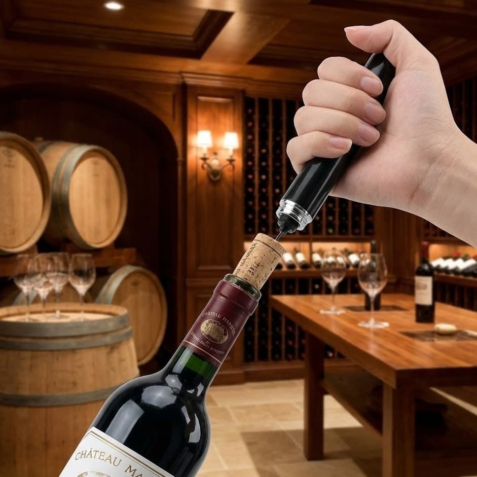 Saca Rolhas Pneumático Abridor Vinho Ar Pressão Aço Inox Profissional Fácil Rápido Sem Esforço