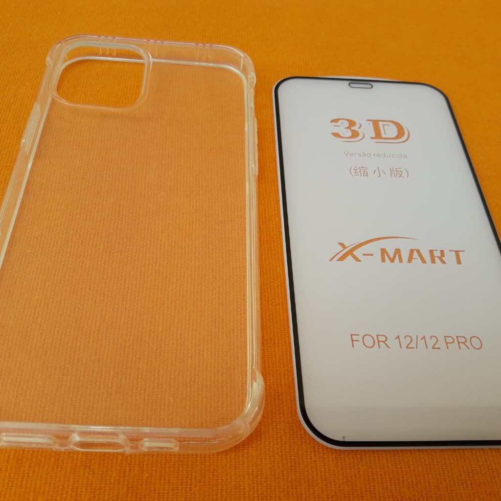 Kit Capa Ante Impacto IPhone 12 + Película Vidro 3D Temperado Proteção Completa Capa Case Capinha