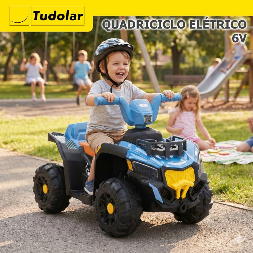 Quadriciclo Eletrico Infantil 6v Azul Carrinho Diversão Segura Bateria Potente Controle Facil
