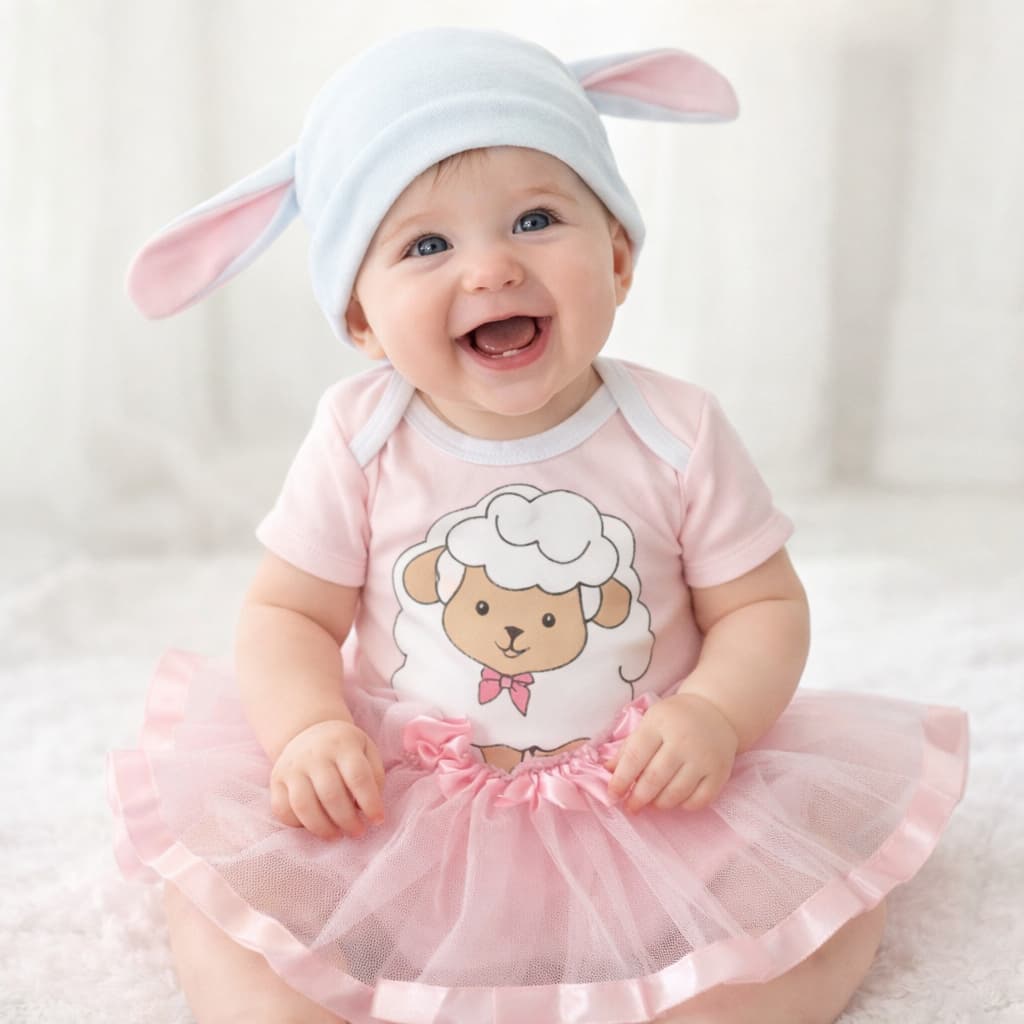 Body Bebê Ovelinha Mesversário Bebê Ovelha Fantasia Infantil Roupa Menina