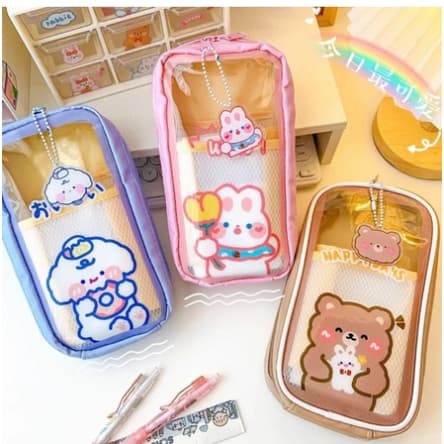 Necessaire Kawaii Para Maquiagem Estilo Coreano Modelo Kawai Estojo Fofo c/ Chaveiro Lapiseira Fofa
