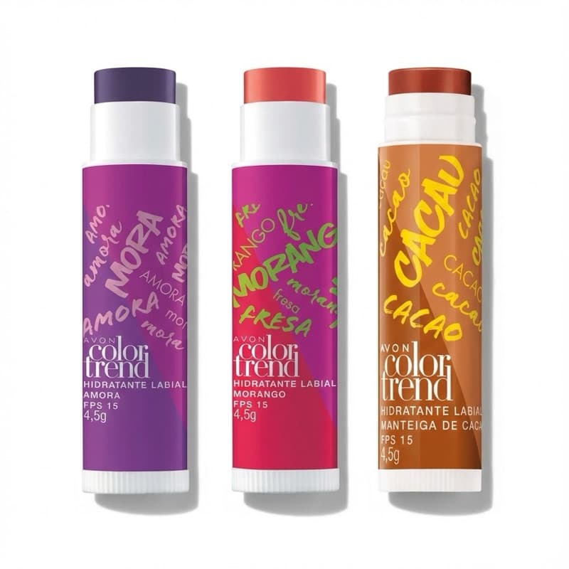 Hidratante Labial Color Trend FPS 15 (batom, protetor labial) amora, morango ou cacau