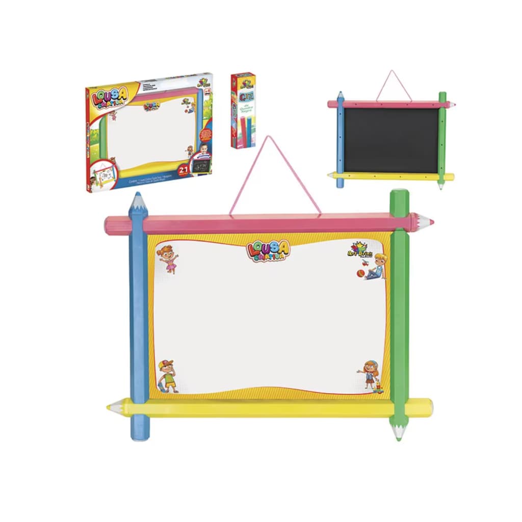 Briqnuedo Lousa Lousinha Infantil 2x1 Quadro Branco Giz e Caneta