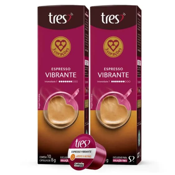 Combo de 20 Cápsulas Café Espresso 3 Três Corações VIBRANTE intensidade 7 - Envio Imediato