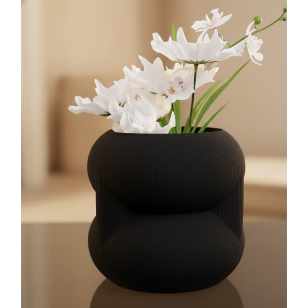 Vaso Decorativo Moderno Orgânico para Sala | Cachepot Texturizado EcoDesign em Plástico Reciclado