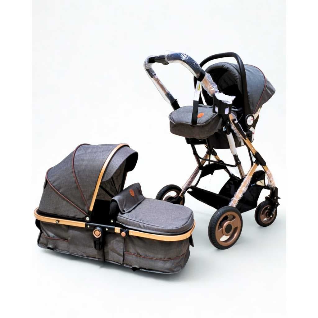 Kit carrinho de bebê Luxo europeu 3 em 1+bebê Conforto Acoplável, Roda grandes Amortecedores +Brinde