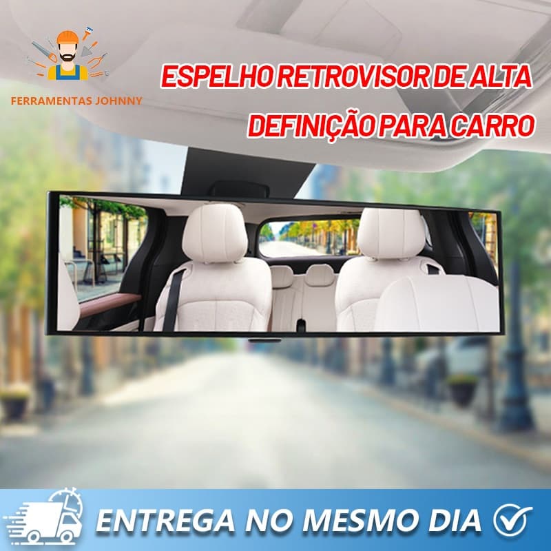 Espelho Retrovisor Interno Universal Panorâmico Automotivo ara Carros Ponto Cego 300mm-Antirreflexo