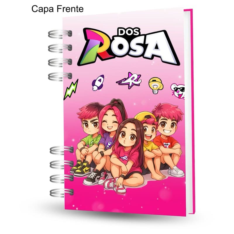 Caderno Escolar Dos Rosa 160 Páginas |A5 Capa Dura | Capa Personalizado