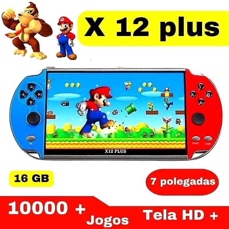 Video game portátil X12 plus 10 Mil Jogos Tela Gigante 7.5 Polegadas
