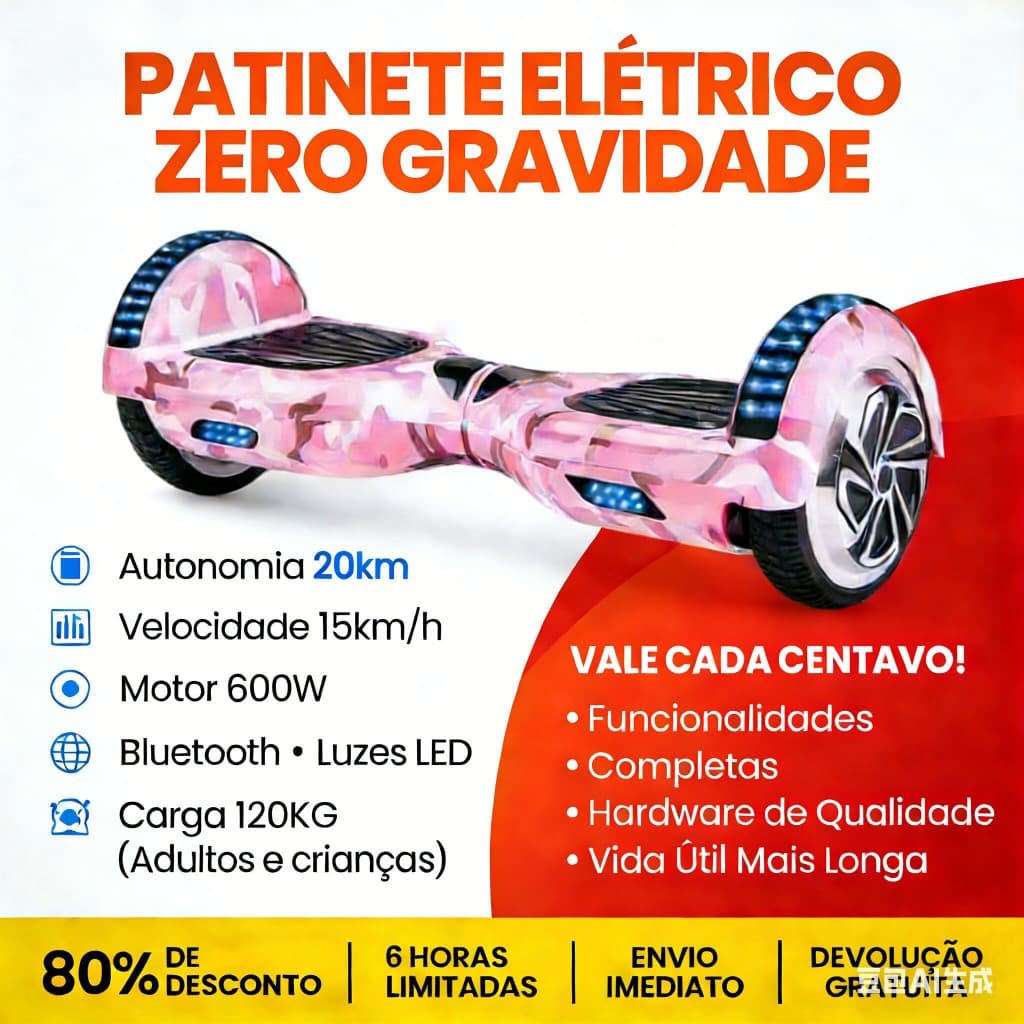 Hoverboard LED Skate Eletrico Vem com Bluetooth Hoverboard Infantil 6.5"/8" | Presente Perfeito para Crianças