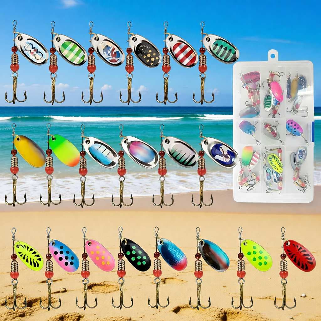 Kit 20/71 Peças para Pesca: Iscas Artificiais (Minnow/Colher) com Caixa Organizadora - Água Doce e Salgada