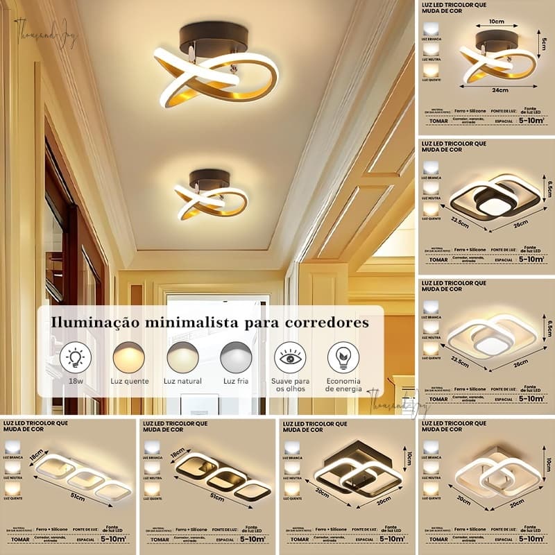 Lâmpada De Teto Com 3 Cores Em 1 Luz Led Moderna Pingente Lustre Quarto Lâmpadas Corredor
