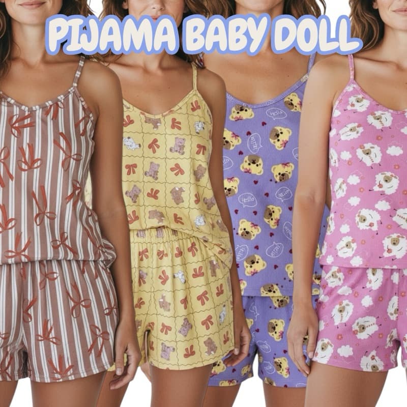 Pijama Feminino Baby Doll Alcinha Ondinha ou Normal Linha Premium
