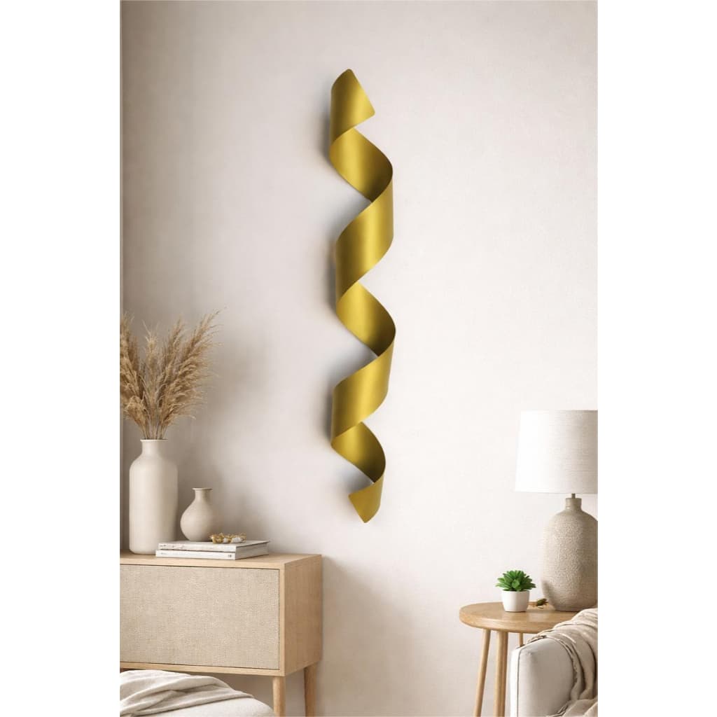 Escultura de  parede metal dourada 70 cm espiral / adorno parede/ fita metal