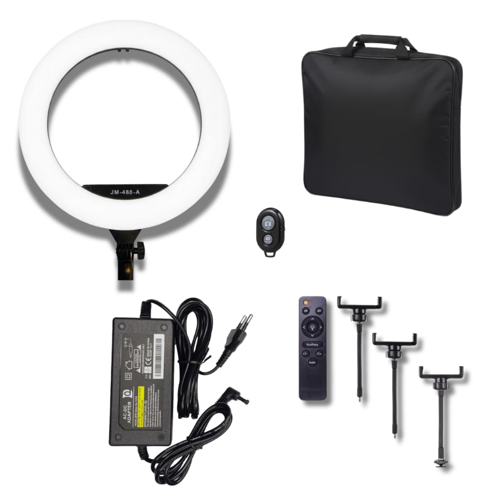 Ring Light 18 Polegadas 46 cm profissional e 3 suportes de celular Ring Light Iluminador