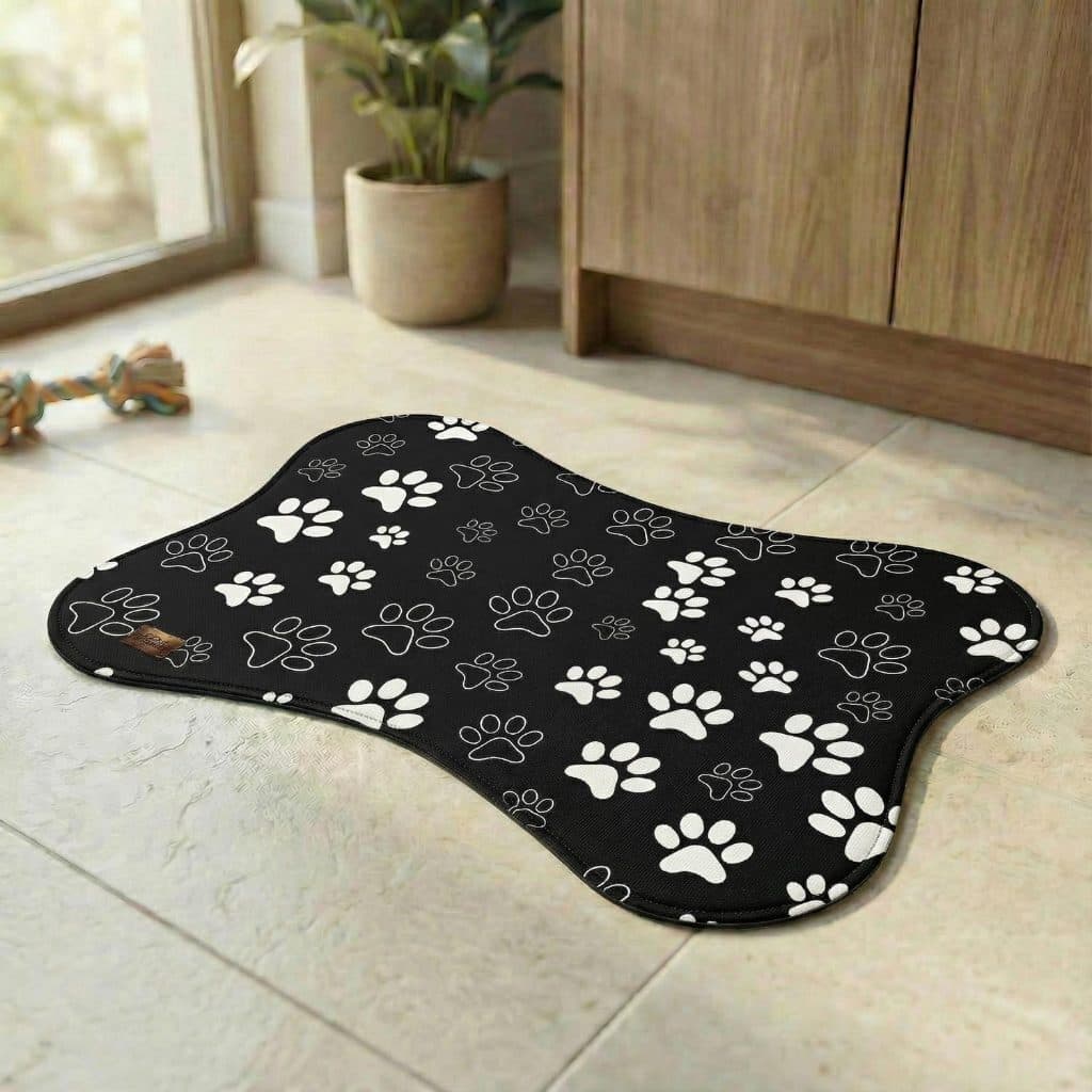 Tapete Pet para Gato e Cachorro Osso Comedouro Patas Antiderrapante