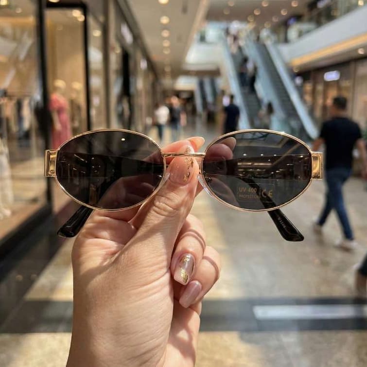 Óculos de Sol Ovais Com Haste Larga Design Retrô Y2K Fashion com uv400