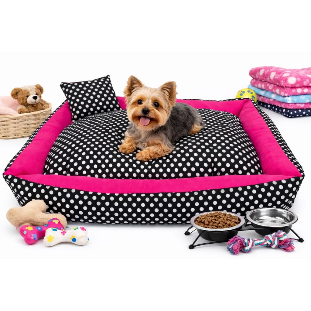 cama pet para cachorro 70x50cm resistente e confortavél com brinquedos ossinho e almofadinha