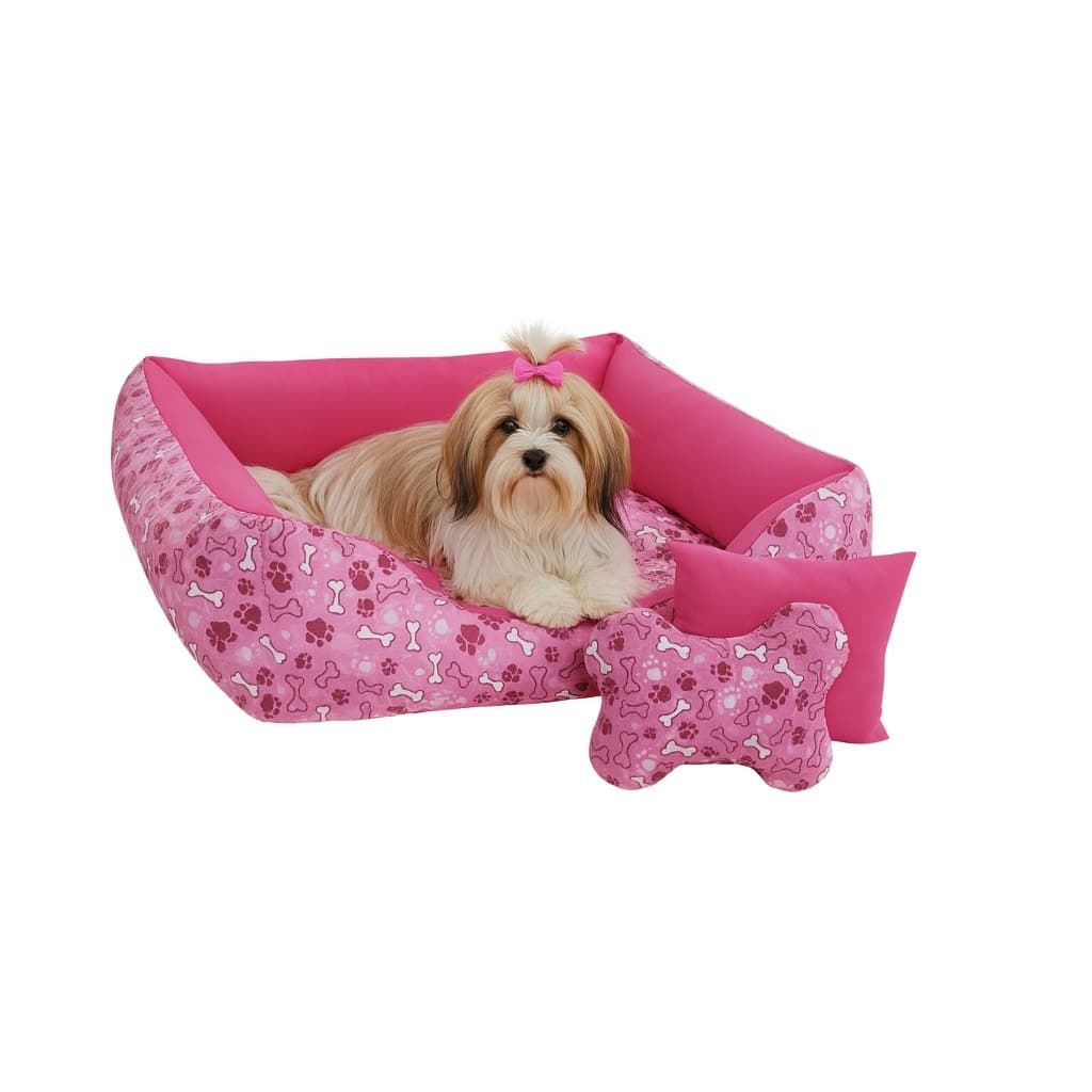 cama para cachorro 60x60cm, resistente e confortavél ,com binquedos que são ossinho e almofadinha