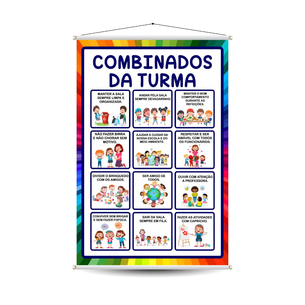 Banner Escolar Combinados da Turma educação infantil professor escola didático