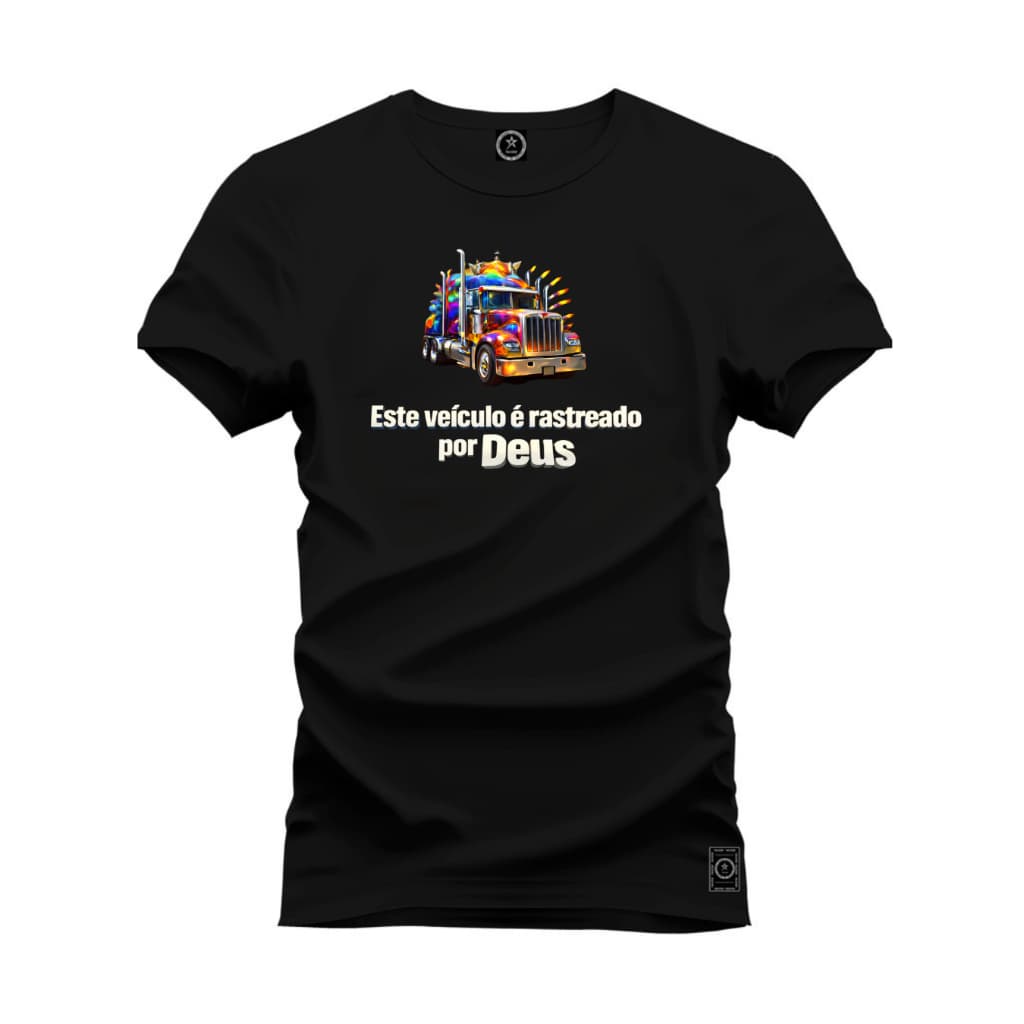 Camiseta Fé em Movimento – Esse Veiculo é Rastreado por Deus, Caminhoneiro