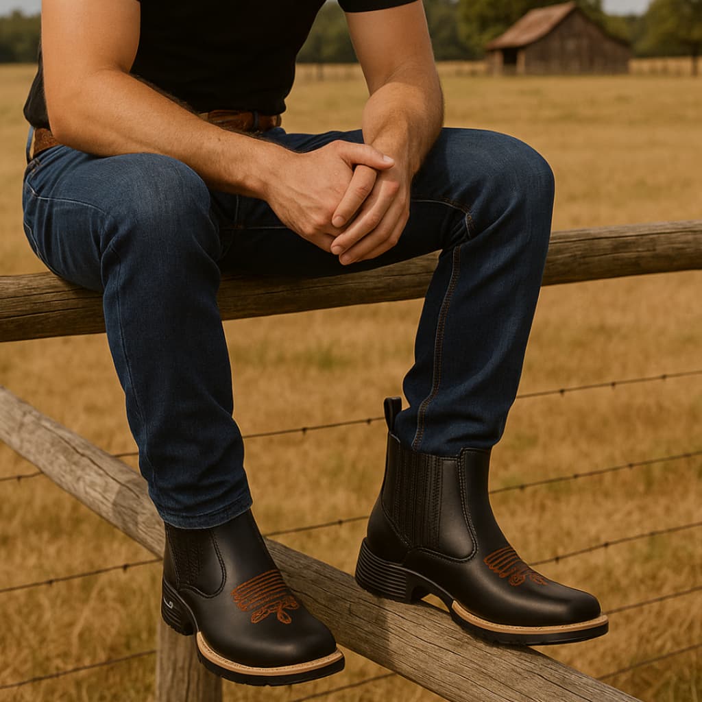 Botina Texana Estilo Country Masculina Cano Curto Conforto e Durabilidade para Trabalho e Dia a Dia