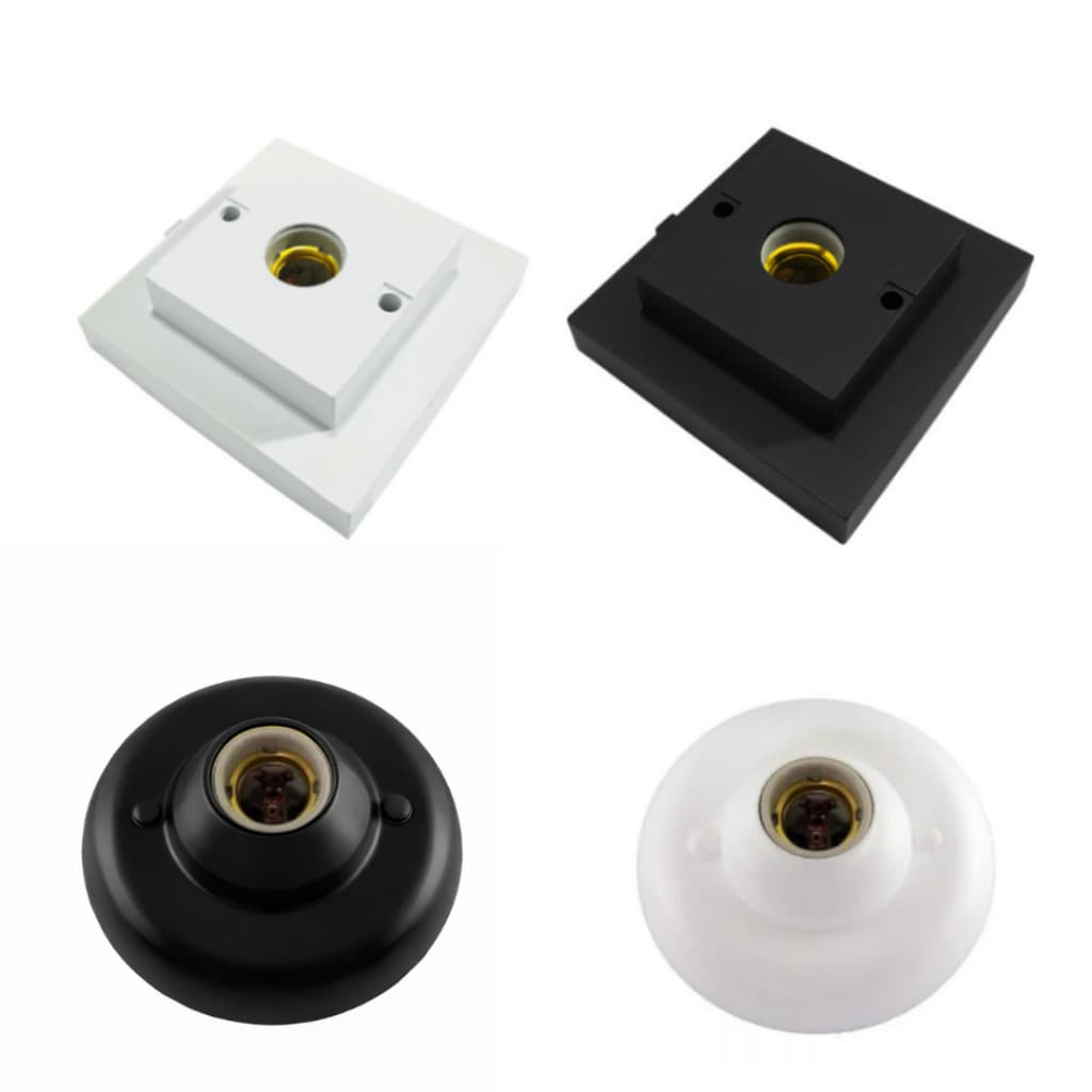 Plafon Quadrado e Redondo 100W Interneed Branco e Preto E27 Casa Luminária Apartamento Área Interna Sala Quarto