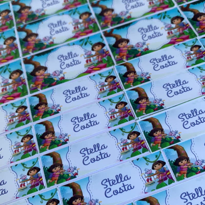 Etiquetas Escolares Dora Aventureira Kit 43 etiquetas adesivas à prova d’água - Etiquetas Maternal
