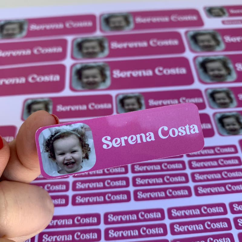 Kit 80 Etiquetas escolares Personalizadas com foto - Etiquetas Maternal a prova d’água - Material Escolar