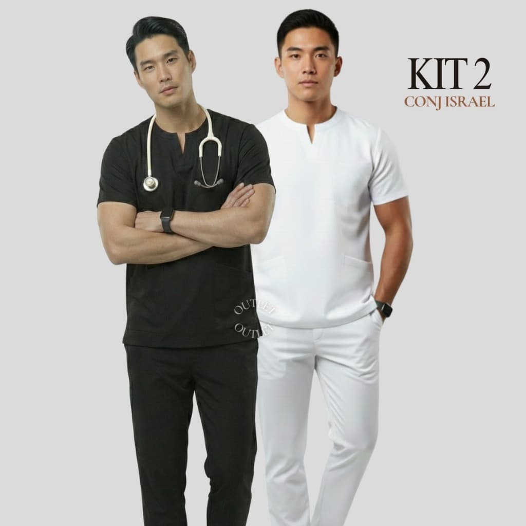 Kit 2 Privativo Masculino Plus Size Oxford Enfermagem-israel