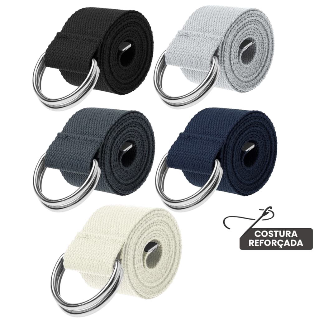 Kit 5 Cintos Atacado Masculino Fivela Meia Argola Dupla Alta Qualidade
