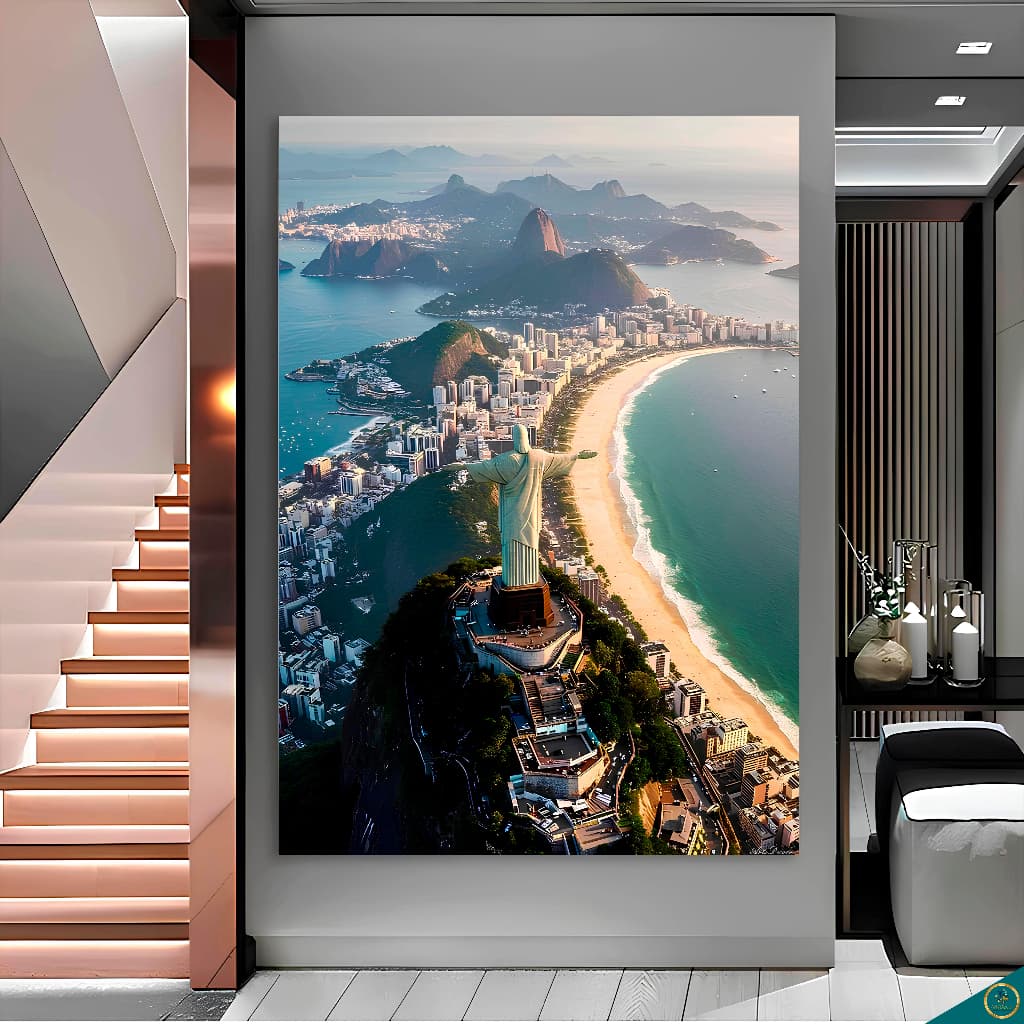 Quadro Decorativo 110x80cm Encantos do Rio de Janeiro Praias Cristo Redentor