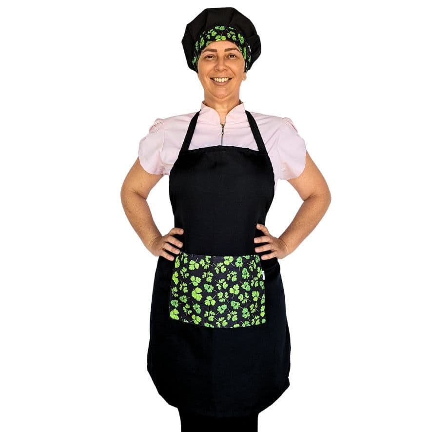 Kit avental e touca gorro de cozinha chapéu de chef Salsinha
