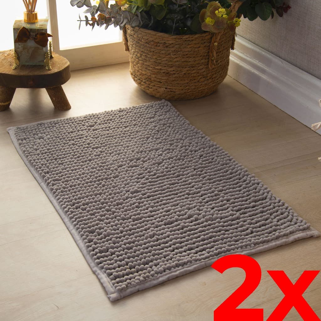 Kit 2 Tapetes De Banheiro Bolinha Popcorn Antiderrapante Chenille Macio Lavável
