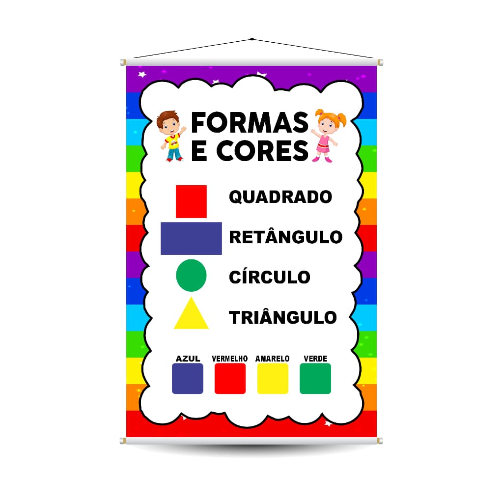 Banner Formas e Cores - Educativo para Sala de Aula | Aprendizado Visual e Envio Rápido