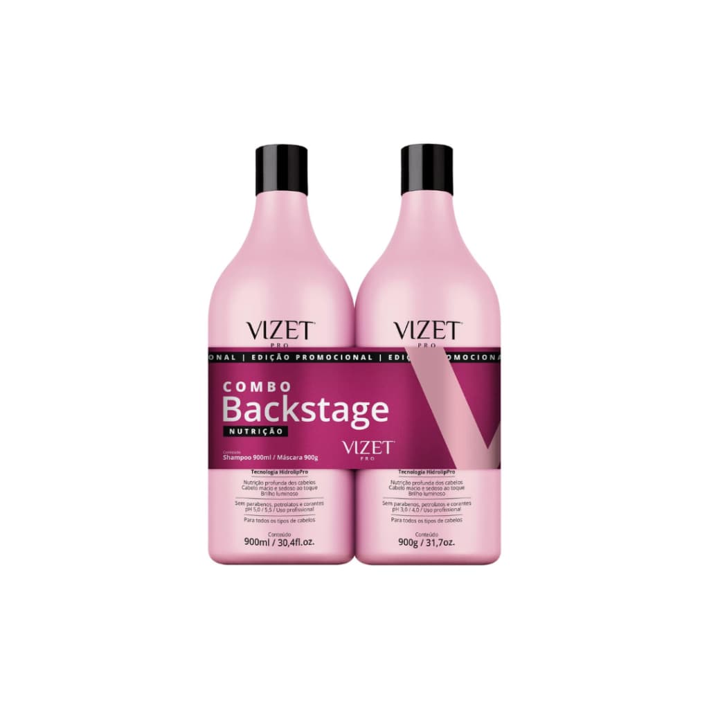 Combo Shampoo + Máscara Condicionante 900ml Backstage Nutrição Vizet