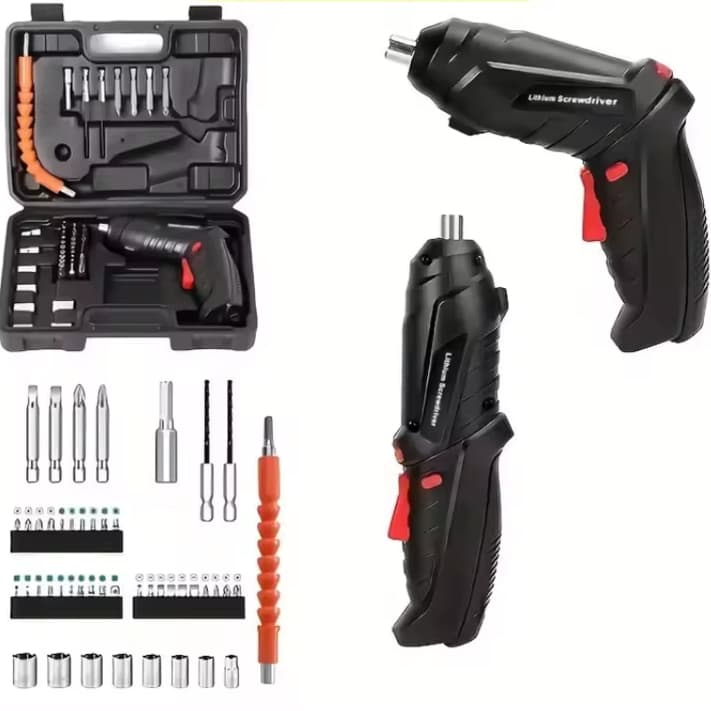 Parafusadeira Elétrica Sem Fio com Kit de Bits | Compacta e Recarregável para Casa