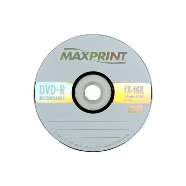 Dvd Virgem MaxPrint Mídia Para Gravar Músicas Fotos Vídeos Arquivos Documentos 4,7 120 Min